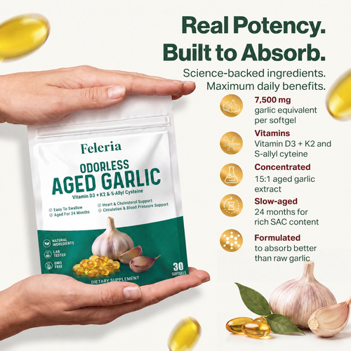 Feleria® Aged Garlic Extract - 7500mg Odorless Softgels